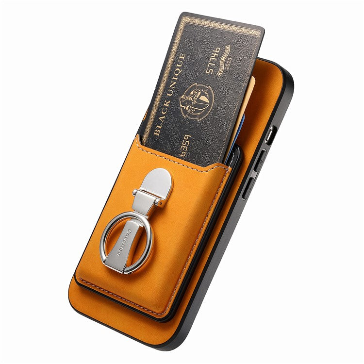 For Huawei Mate 70 Case Compatible with MagSafe Skin-Touch Cover with Card Bag Kickstand - Yellow