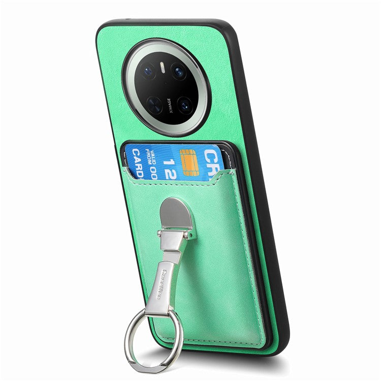 For Huawei Mate 70 Case Compatible with MagSafe Skin-Touch Cover with Card Bag Kickstand - Green