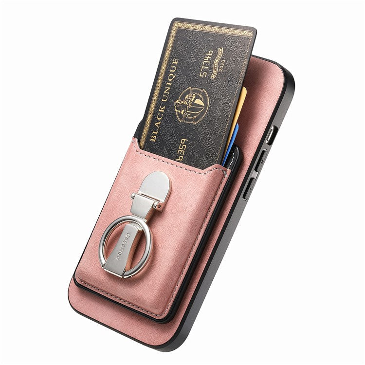 For Huawei Mate 70 Case Compatible with MagSafe Skin-Touch Cover with Card Bag Kickstand - Pink