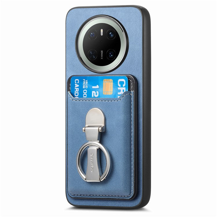 For Huawei Mate 70 Case Compatible with MagSafe Skin-Touch Cover with Card Bag Kickstand - Blue