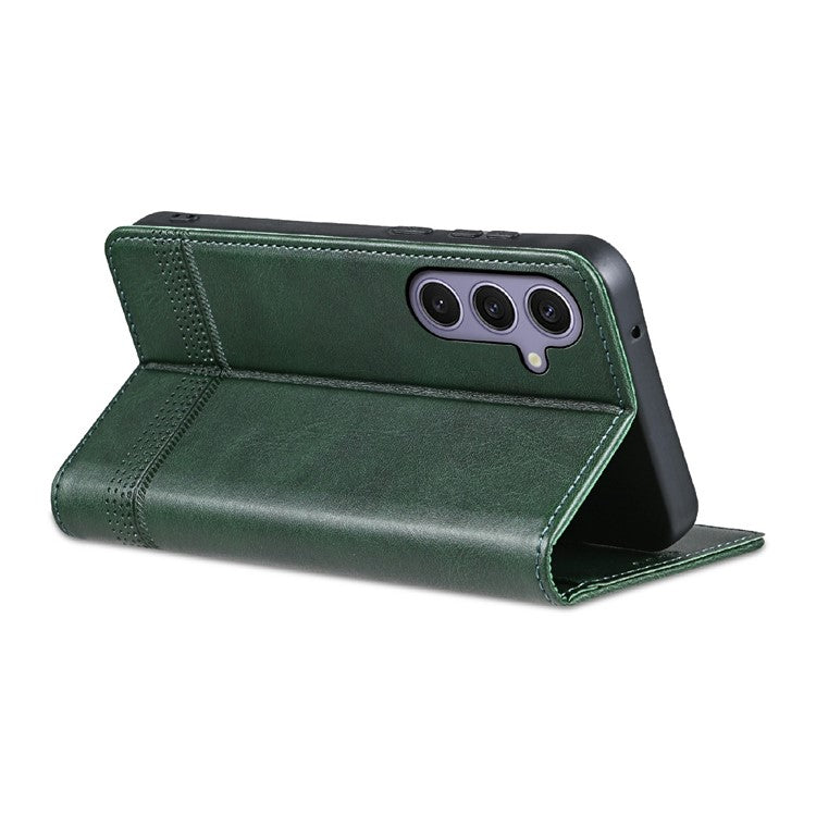 AZNS For Samsung Galaxy A26 5G Case Cowhide Texture PU Leather Wallet Phone Cover - Green