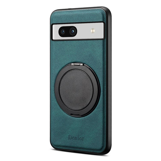 DENIOR A14 For Google Pixel 7a Magnetic Case Rotary Kickstand Leather PC TPU Phone Cover - Blue