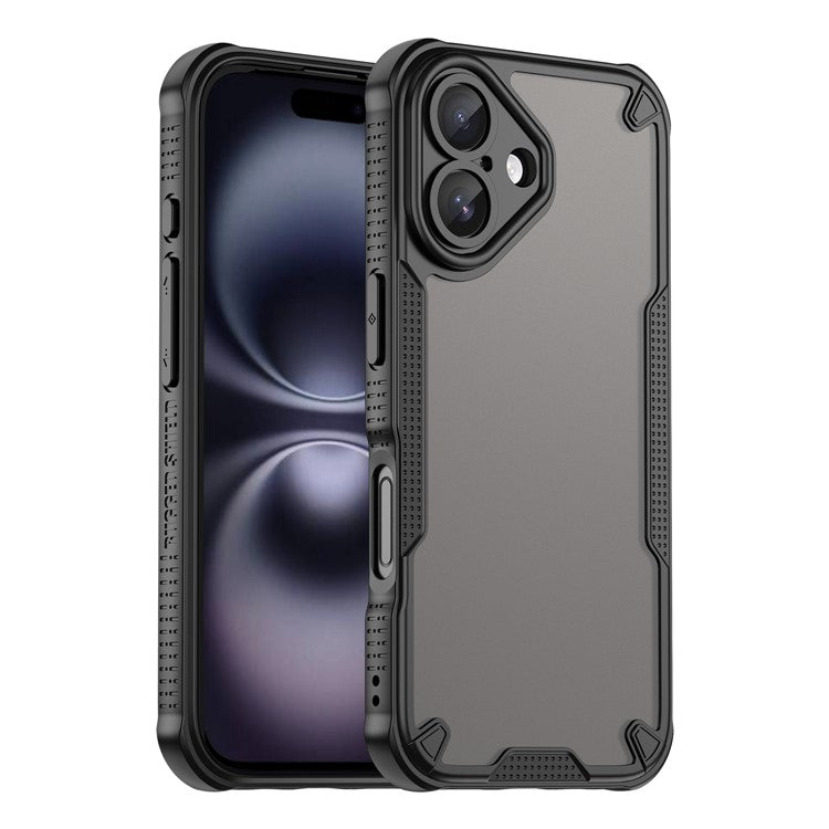 WANLONFENG MFFJ Series For iPhone 16 Plus Case Anti Drop TPU Phone Back Cover with Screen Film - Black