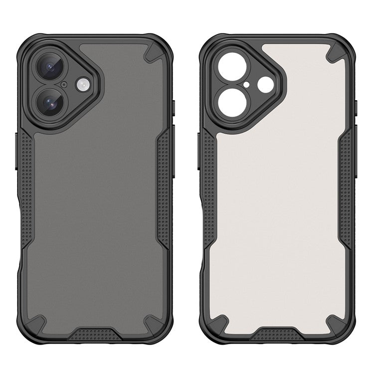 WANLONFENG MFFJ Series For iPhone 16 Plus Case Anti Drop TPU Phone Back Cover with Screen Film - Black