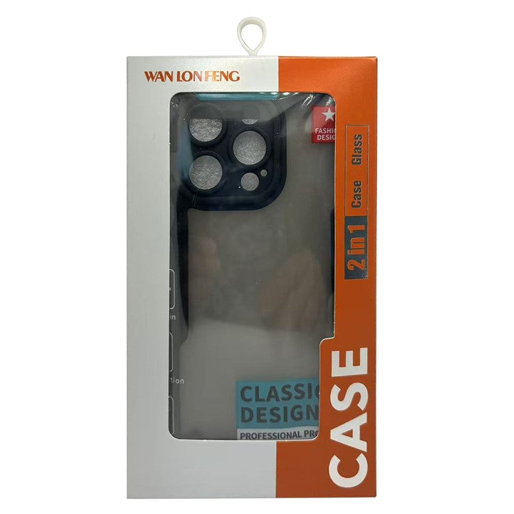 WANLONFENG MFFJ Series For iPhone 16 Plus Case Anti Drop TPU Phone Back Cover with Screen Film - Black