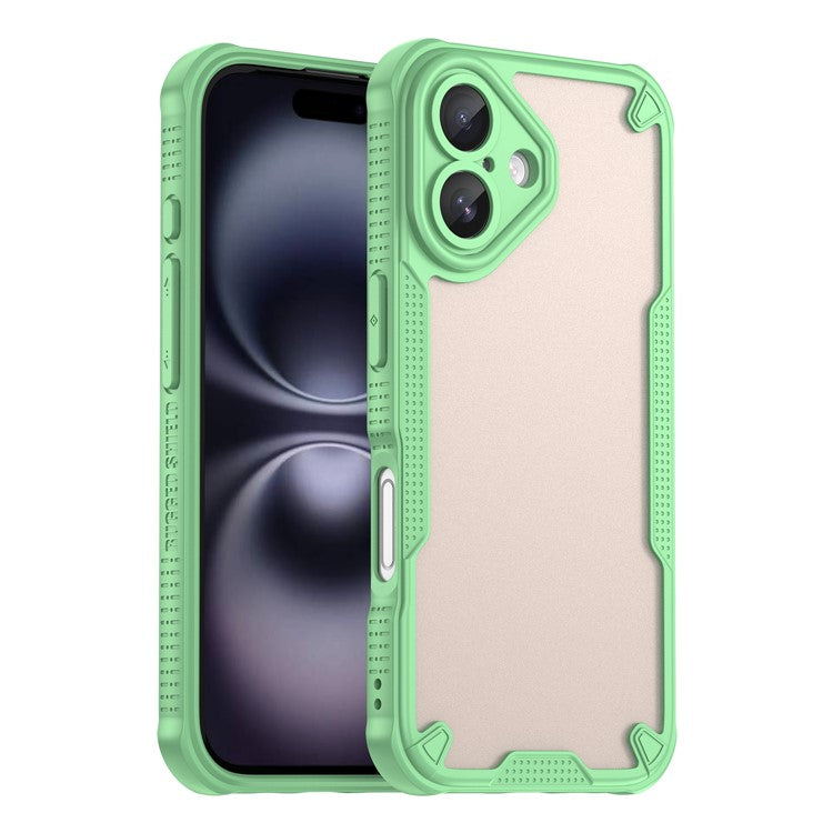WANLONFENG MFFJ Series For iPhone 16 Plus Case Anti Drop TPU Phone Back Cover with Screen Film - Green