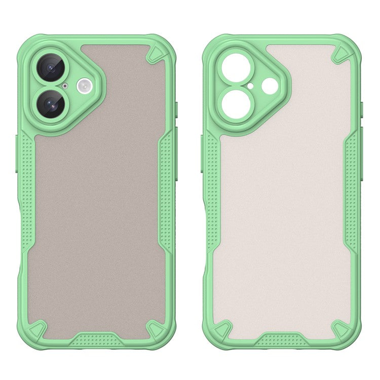 WANLONFENG MFFJ Series For iPhone 16 Plus Case Anti Drop TPU Phone Back Cover with Screen Film - Green