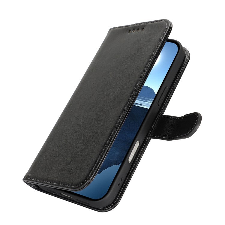 For iPhone 16 Plus Case R61 Texture Wallet Leather Flip Phone Cover - Black