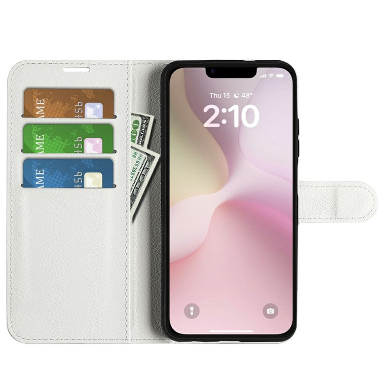 For iPhone SE (2025) Case Litchi Texture Shockproof Leather Wallet Phone Cover - White