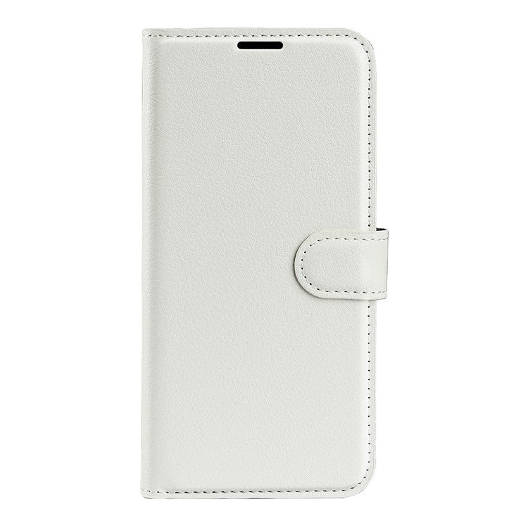 For iPhone 16e Case Litchi Texture Shockproof Leather Wallet Phone Cover - White