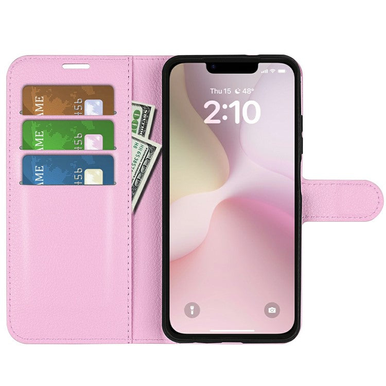 For iPhone SE (2025) Case Litchi Texture Shockproof Leather Wallet Phone Cover - Pink