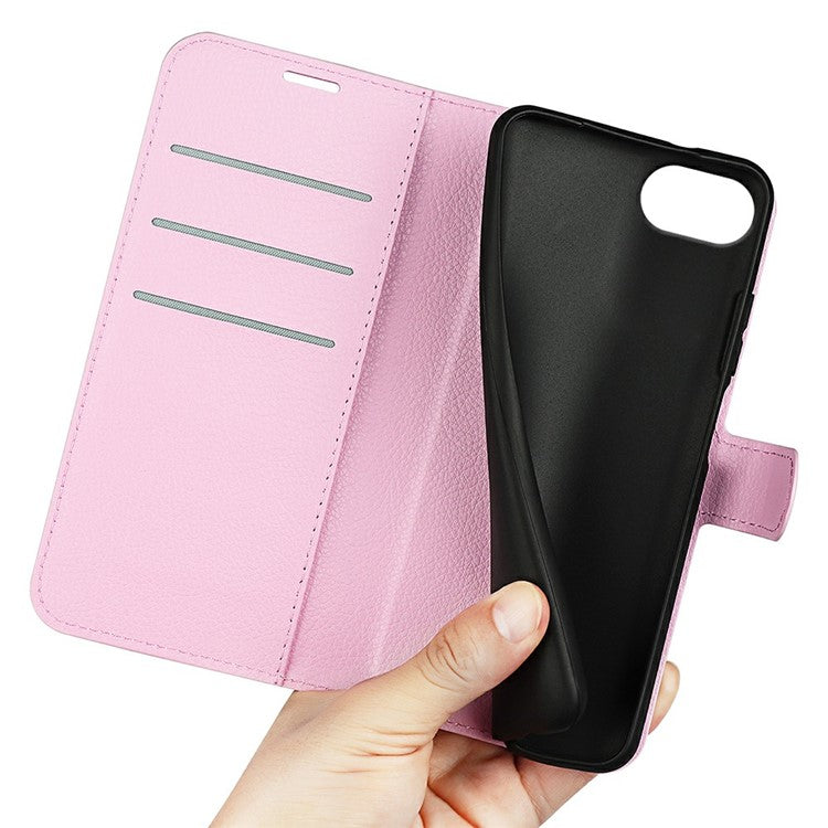 For iPhone SE (2025) Case Litchi Texture Shockproof Leather Wallet Phone Cover - Pink