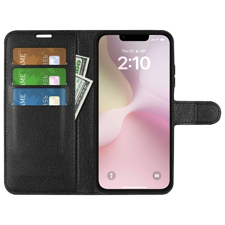 For iPhone SE (2025) Case Litchi Texture Shockproof Leather Wallet Phone Cover - Black