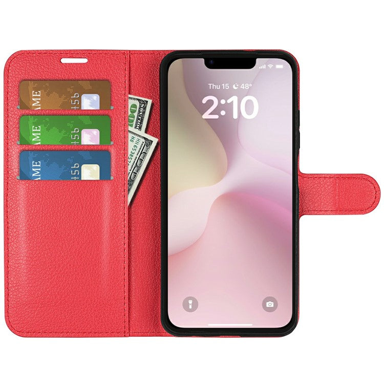 For iPhone SE (2025) Case Litchi Texture Shockproof Leather Wallet Phone Cover - Red