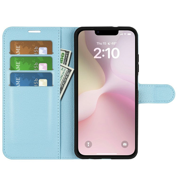 For iPhone SE (2025) Case Litchi Texture Shockproof Leather Wallet Phone Cover - Blue