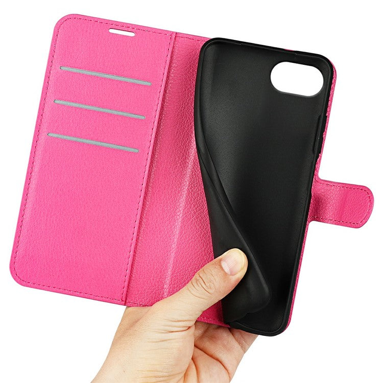 For iPhone SE (2025) Case Litchi Texture Shockproof Leather Wallet Phone Cover - Rose