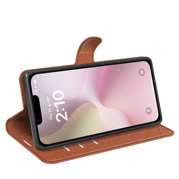 For iPhone SE (2025) Case Litchi Texture Shockproof Leather Wallet Phone Cover - Brown