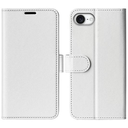 For iPhone 16e Wallet Case Crazy Horse Texture Stand Leather Phone Cover - White