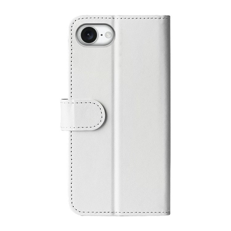 For iPhone 16e Wallet Case Crazy Horse Texture Stand Leather Phone Cover - White