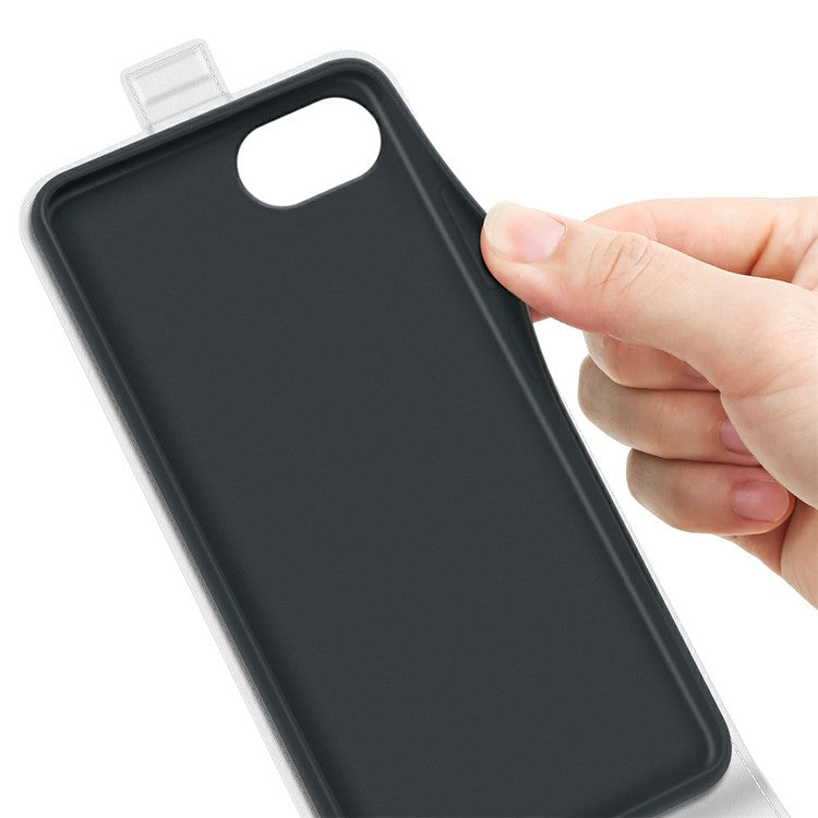 For iPhone 16e Case with Card Slots Vertical Flip Leather Phone Cover - White