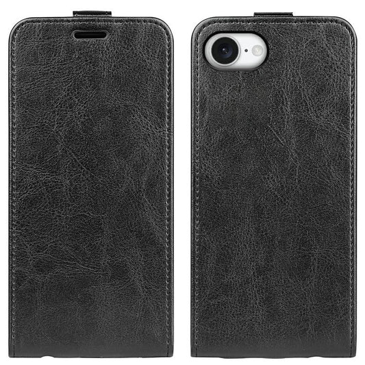 For iPhone 16e Case with Card Slots Vertical Flip Leather Phone Cover - Black