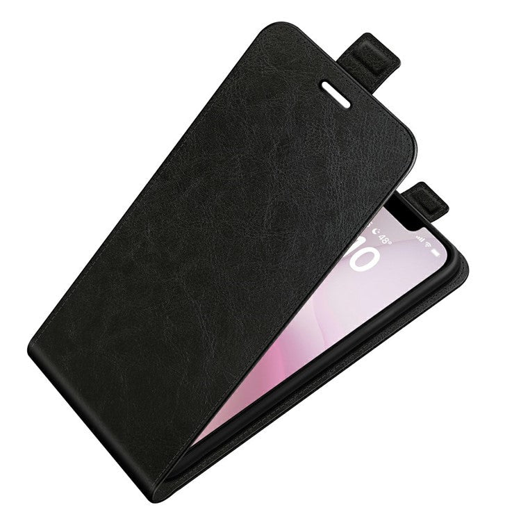 For iPhone 16e Case with Card Slots Vertical Flip Leather Phone Cover - Black