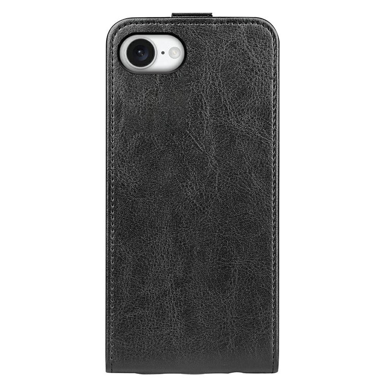 For iPhone 16e Case with Card Slots Vertical Flip Leather Phone Cover - Black