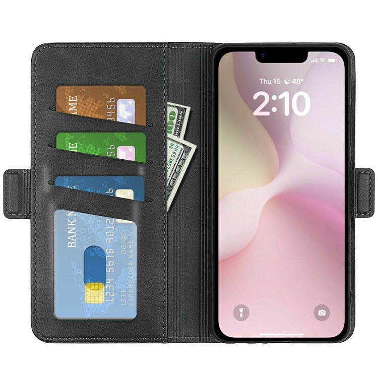 For iPhone SE (2025) Stand Case Calf Texture Leather Wallet Phone Cover - Black