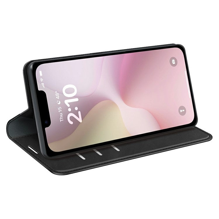 For iPhone 16e Case Skin Touch Leather Wallet Phone Cover - Black