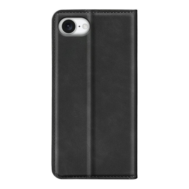 For iPhone 16e Case Skin Touch Leather Wallet Phone Cover - Black