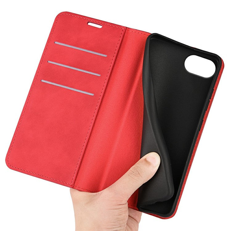 For iPhone SE (2025) Case Skin Touch Leather Wallet Phone Cover - Red