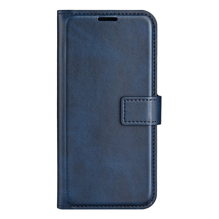 For iPhone SE (2025) Stand Case Anti-Scratch Calf Texture Leather Phone Cover - Blue