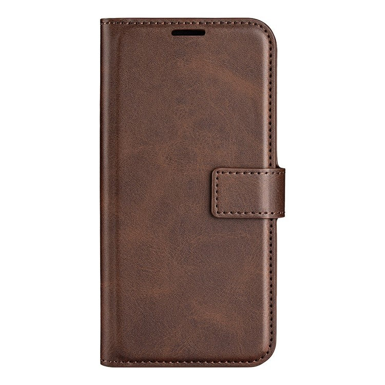 For iPhone SE (2025) Stand Case Anti-Scratch Calf Texture Leather Phone Cover - Brown