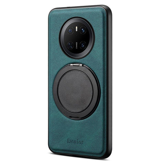 DENIOR A14 For Huawei Mate 70 Magnetic Case Rotary Kickstand Leather PC TPU Phone Cover - Blue