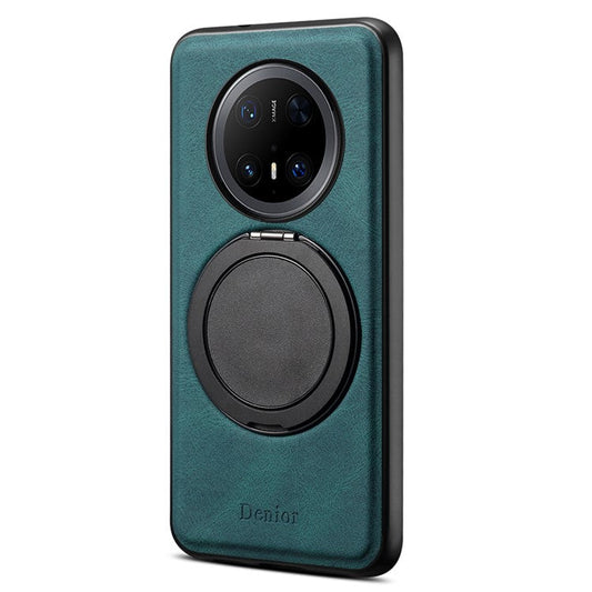 DENIOR A14 For Huawei Mate 70 Pro / Mate 70 Pro+ Magnetic Case Rotary Kickstand Leather PC TPU Phone Cover - Blue