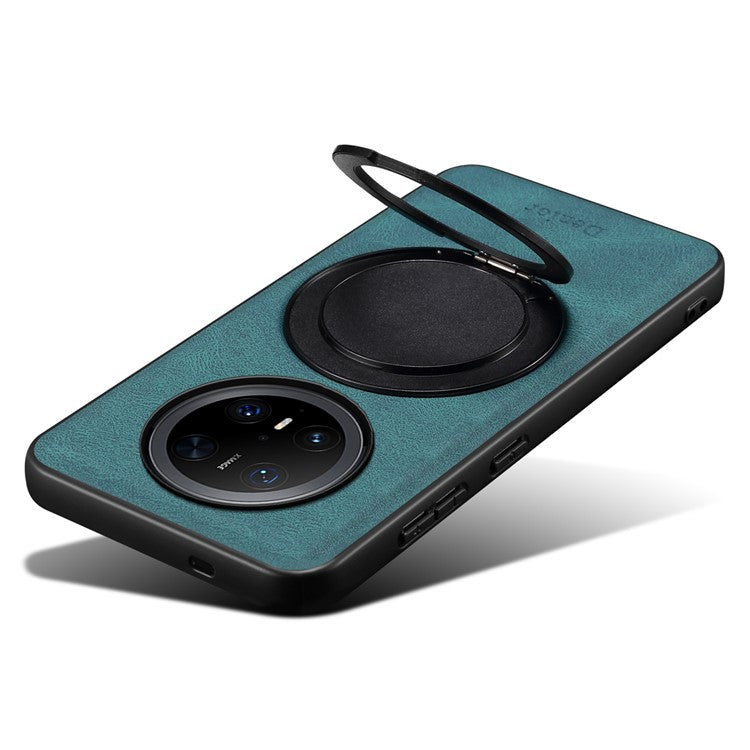 DENIOR A14 For Huawei Mate 70 Pro / Mate 70 Pro+ Magnetic Case Rotary Kickstand Leather PC TPU Phone Cover - Blue