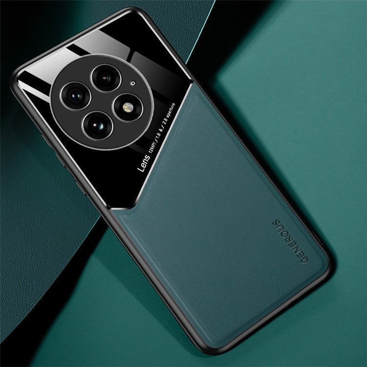 For OnePlus 13 Case Leather Coated PC+TPU Phone Back Cover - Green