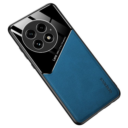 For OnePlus 13 Case Leather Coated PC+TPU Phone Back Cover - Blue