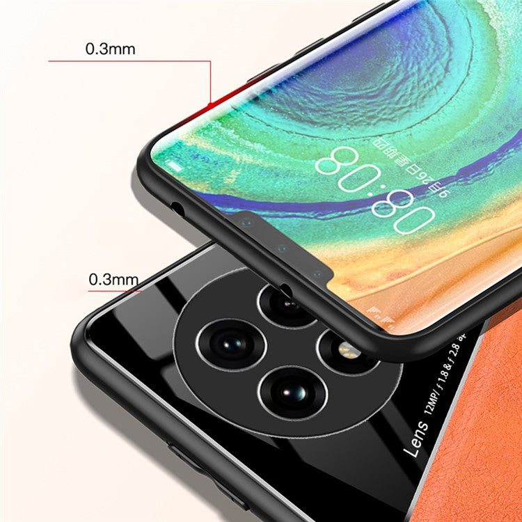 For OnePlus 13 Case Leather Coated PC+TPU Phone Back Cover - Orange