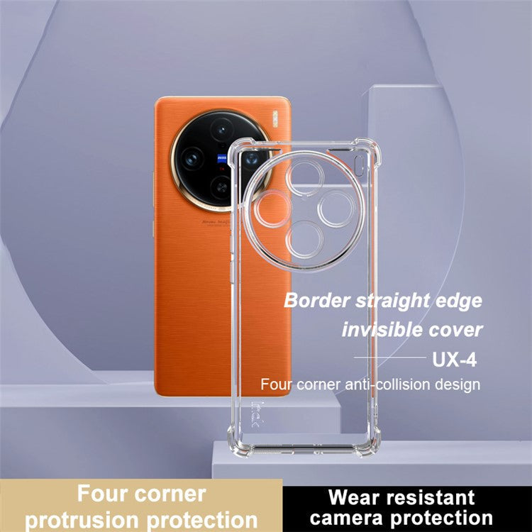 IMAK UX-4 Series For vivo X100 Pro 5G / X100s Pro 5G Case Straight Frame Four Corner Shockproof Clear TPU Cover