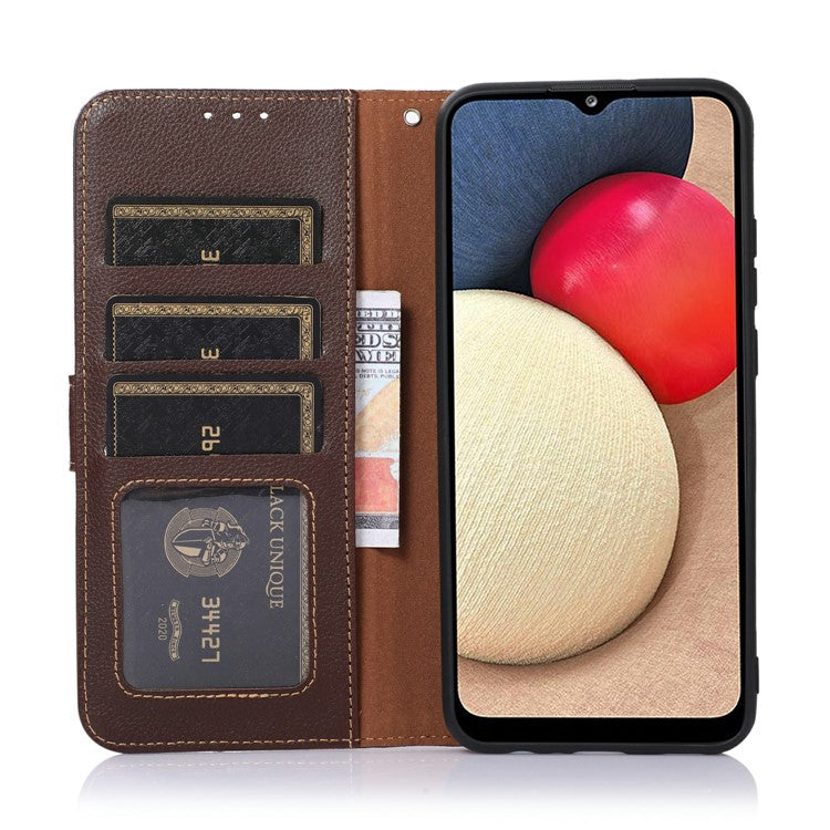 KHAZNEH For Motorola Moto G15 4G Case RFID Blocking Wallet PU Leather Phone Cover - Brown