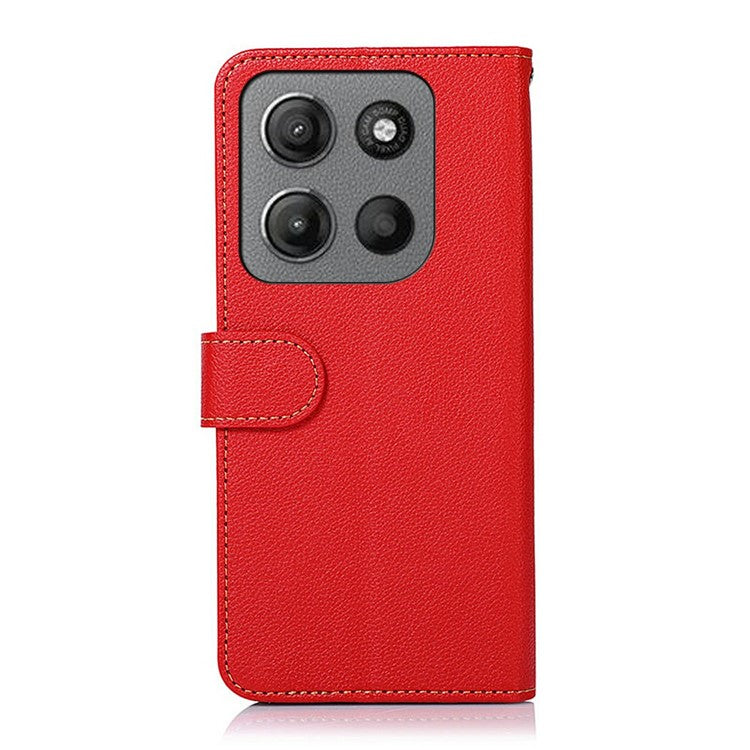 KHAZNEH For Motorola Moto G15 4G Case RFID Blocking Wallet PU Leather Phone Cover - Red