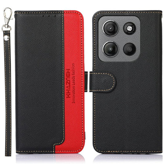 KHAZNEH For Motorola Moto G15 4G Case RFID Blocking Wallet PU Leather Phone Cover - Black