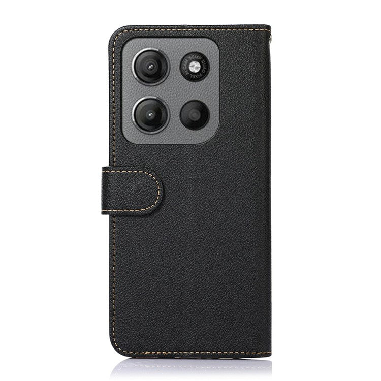 KHAZNEH For Motorola Moto G15 4G Case RFID Blocking Wallet PU Leather Phone Cover - Black