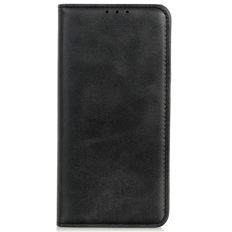 For Motorola Moto G15 4G Case Split Leather Flip Wallet Phone Cover - Black