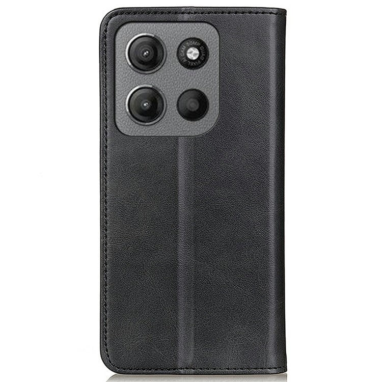 For Motorola Moto G15 4G Case Split Leather Flip Wallet Phone Cover - Black