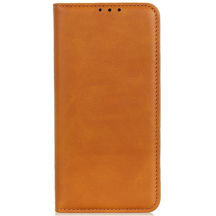 For Motorola Moto G15 4G Case Split Leather Flip Wallet Phone Cover - Brown