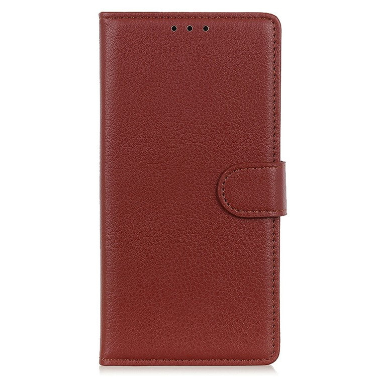 For Motorola Moto G15 4G Wallet Case PU Leather Phone Cover Litchi Texture - Brown