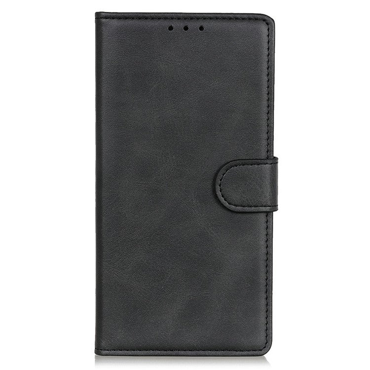 For Motorola Moto G15 4G Stand Wallet Case Cowhide Texture Leather Phone Cover - Black