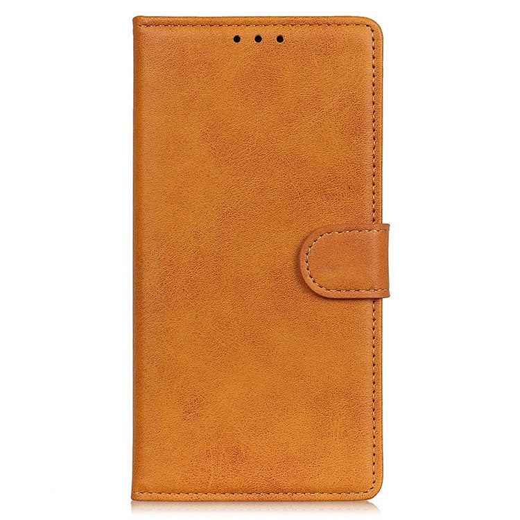 For Motorola Moto G15 4G Stand Wallet Case Cowhide Texture Leather Phone Cover - Brown